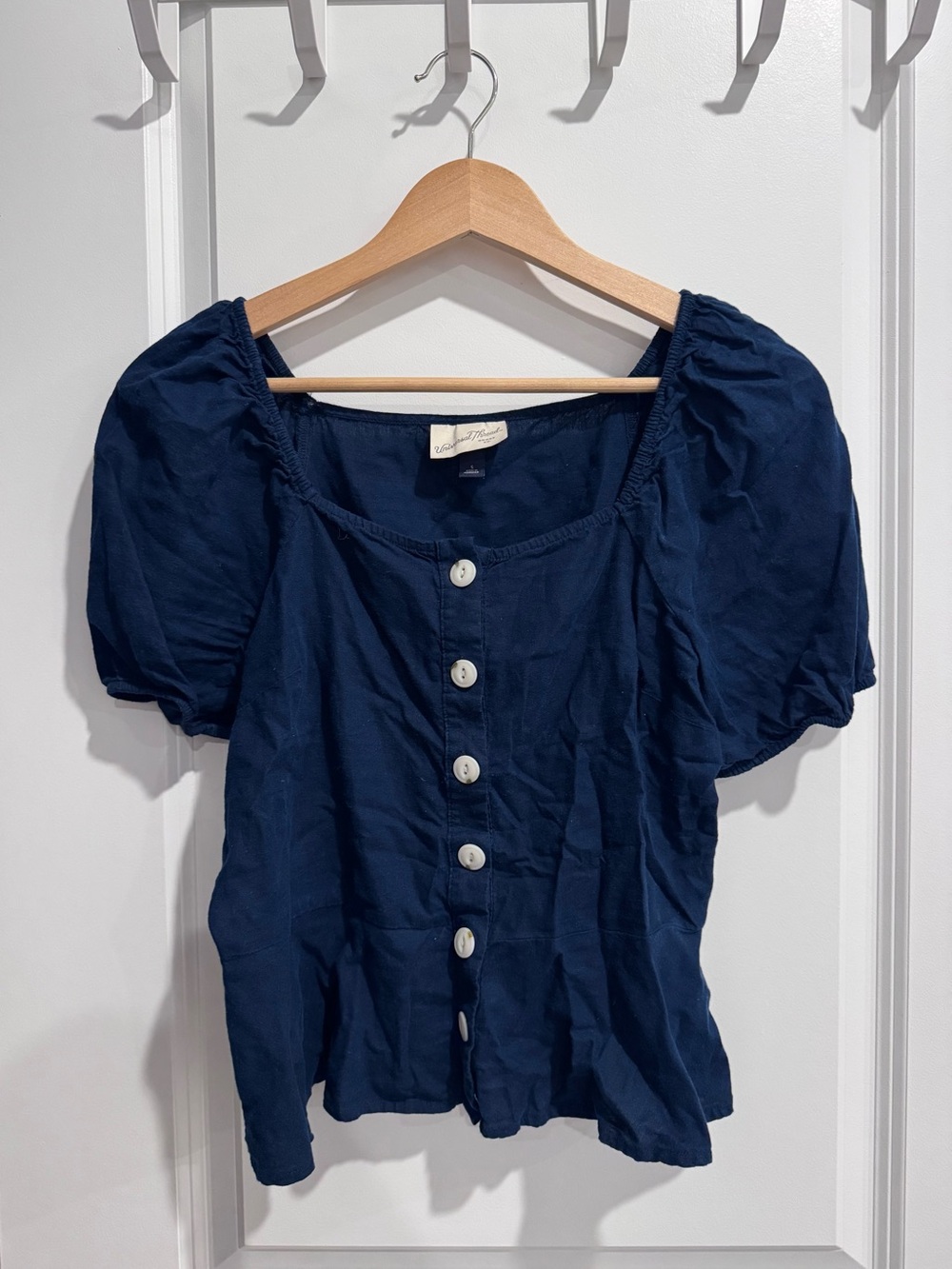 Universal Thread Navy Puff-Sleeve Blouse